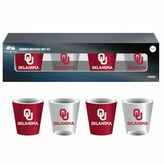 University of Oklahoma 4-Piece Ceramic and Glass 2oz. Shot Glass Set