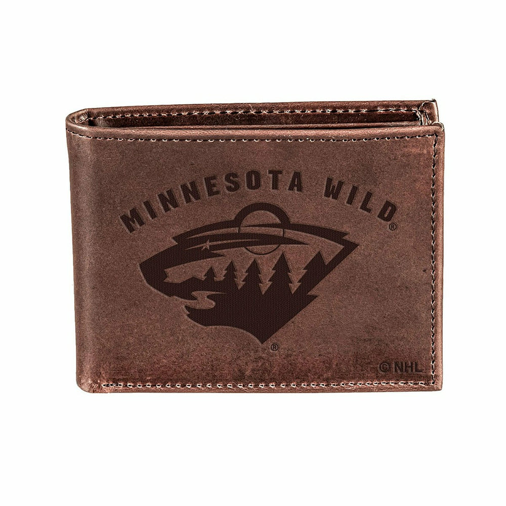 Minnesota Wild, Bi-Fold Wallet, Brown, CH, 100% Genuine Leather