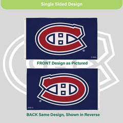 Montreal Canadiens Single Sided Flag with 2 Grommets, 3'x5'