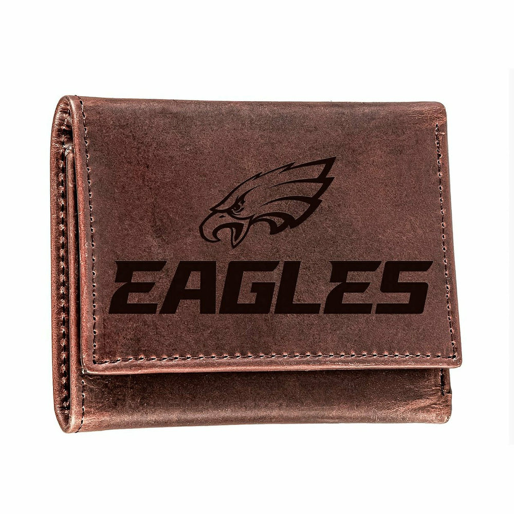 Philadelphia Eagles, Tri-Fold Wallet, Brown, CH, 100% Genuine Leather
