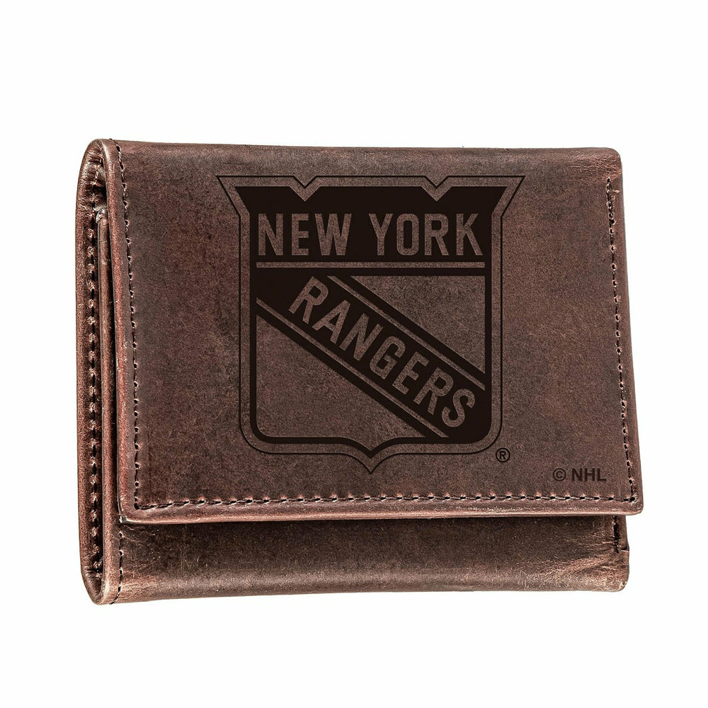 NY Rangers, Tri-Fold Wallet, Brown, CH, 100% Genuine Leather