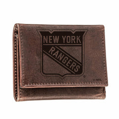 NY Rangers, Tri-Fold Wallet, Brown, CH, 100% Genuine Leather