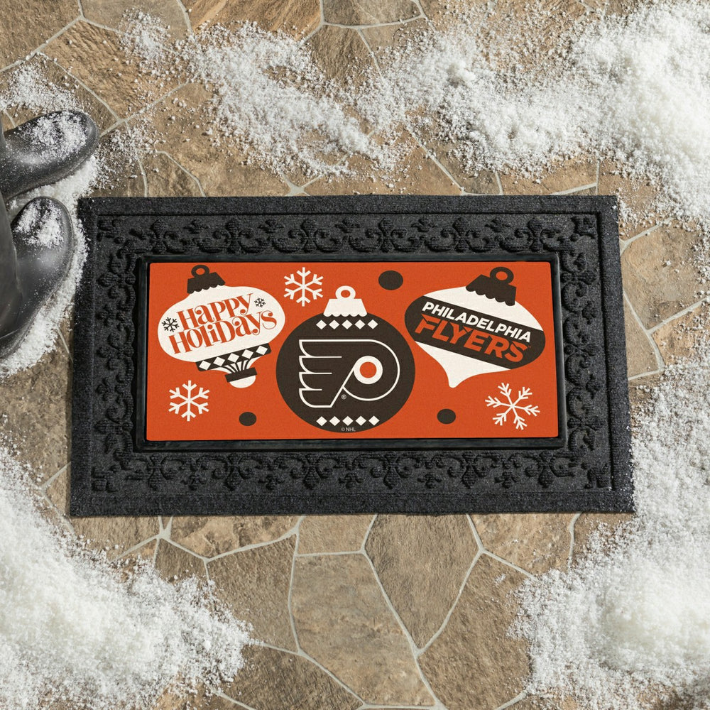 Philadelphia Flyers Holiday Flocked Coir Sassafras Switch Mat, 22"x10"