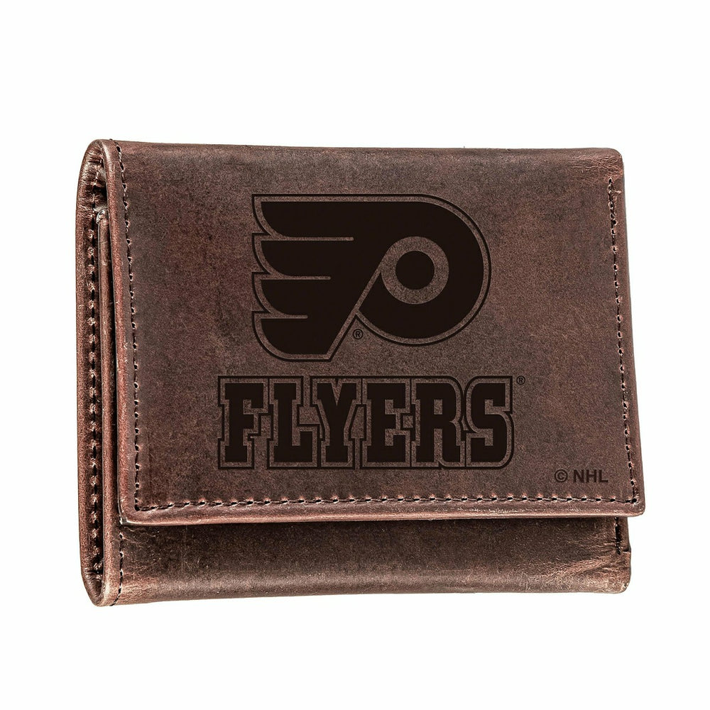 Philadelphia Flyers, Tri-Fold Wallet, Brown, CH, 100% Genuine Leather