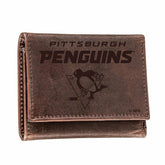Pittsburgh Penguins, Tri-Fold Wallet, Brown, CH, 100% Genuine Leather