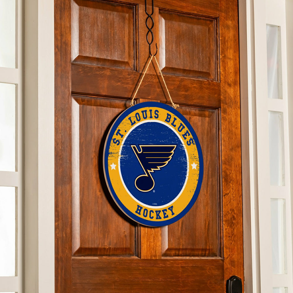 St Louis Blues Round Door Décor with Hanging Rope, 18x18