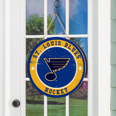 St Louis Blues Round Door Décor with Hanging Rope, 18x18