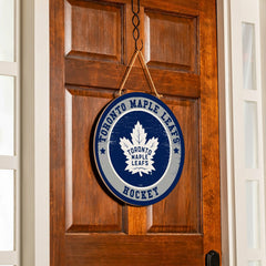 Toronto Maple Leafs Round Door Décor with Hanging Rope, 18x18