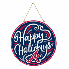 Atlanta Braves Holiday Round Door Décor with Hanging Rope, 18x18
