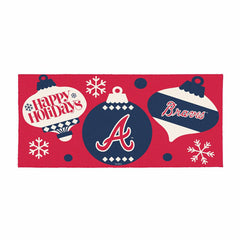 Atlanta Braves Holiday Flocked Coir Sassafras Switch Mat, 22"x10"