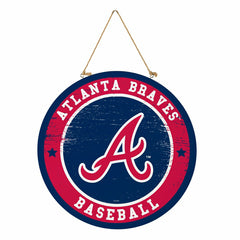 Atlanta Braves Round Door Décor with Hanging Rope, 18x18