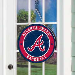 Atlanta Braves Round Door Décor with Hanging Rope, 18x18