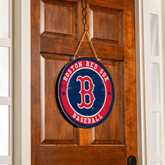Boston Red Sox Round Door Décor with Hanging Rope, 18x18
