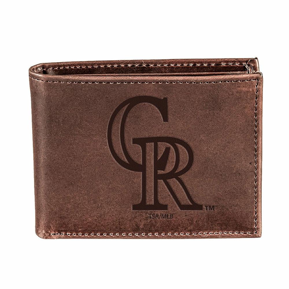Colorado Rockies Bi-Fold Wallet Brown 100% Genuine Leather