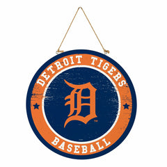 Detroit Tigers Round Door Décor with Hanging Rope, 18x18