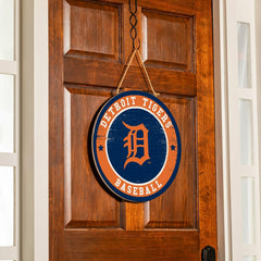 Detroit Tigers Round Door Décor with Hanging Rope, 18x18