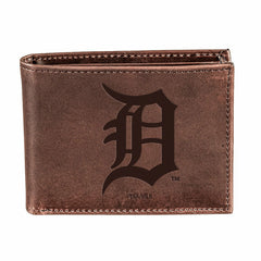 Detroit Tigers Bi-Fold Wallet Brown 100% Genuine Leather