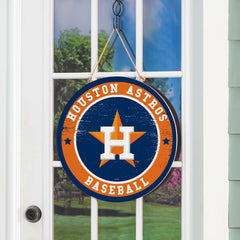 Houston Astros Round Door Décor with Hanging Rope, 18x18
