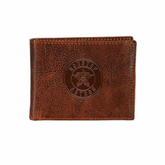 Houston Astros, Embossed 100% Genuine Tumbled Leather Passcase Bi-Fold