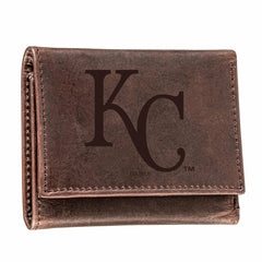 Kansas City Royals Tri-Fold Wallet Brown 100% Genuine Leather