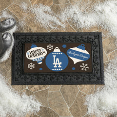 Los Angeles Dodgers Holiday Flocked Coir Sassafras Switch Mat, 22"x10"