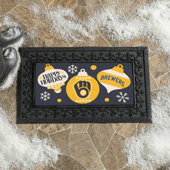 Milwaukee Brewers Holiday Flocked Coir Sassafras Switch Mat, 22"x10"