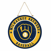 Milwaukee Brewers Round Door Décor with Hanging Rope, 18x18