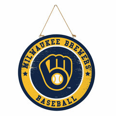 Milwaukee Brewers Round Door Décor with Hanging Rope, 18x18