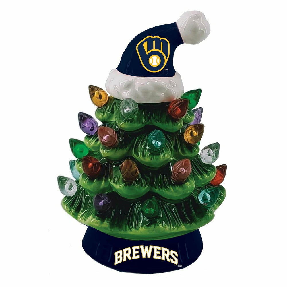 Milwaukee Brewers 8" LED Ceramic Christmas Tree