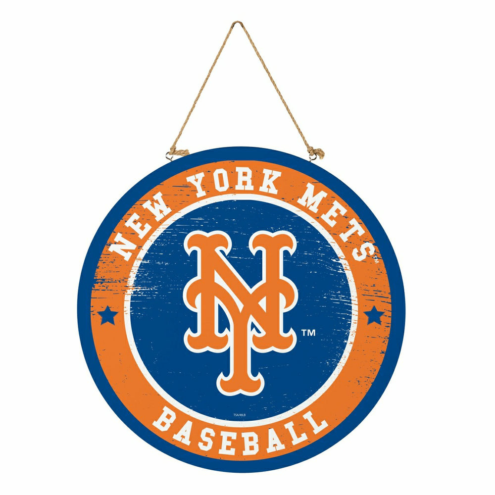 New York Mets Round Door Décor with Hanging Rope, 18x18