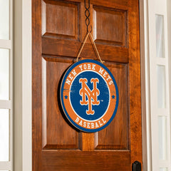 New York Mets Round Door Décor with Hanging Rope, 18x18