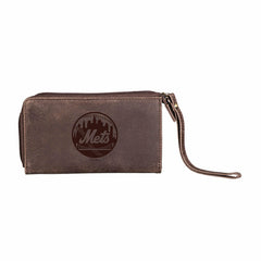 New York Mets Wristlet Wallet Brown