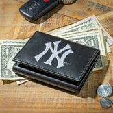 New York Yankees Black Tri-Fold Embroidered Wallet w/ RFID Blocking