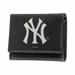 New York Yankees Black Tri-Fold Embroidered Wallet w/ RFID Blocking