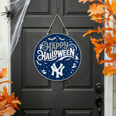 New York Yankees Halloween Round Door Décor with Hanging Rope, 18x18