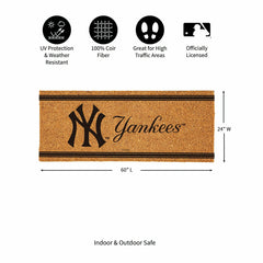 NY Yankees Extra Large One Color Coir Mat, 60"x24"