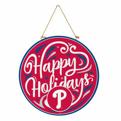 Philadelphia Phillies Holiday Round Door Décor with Hanging Rope, 18x1