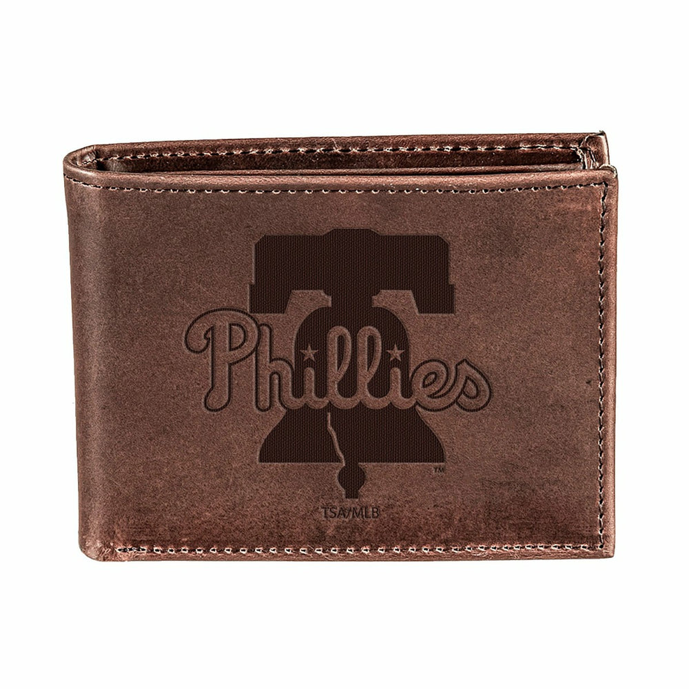 Philadelphia Phillies Bi-Fold Wallet Brown 100% Genuine Leather
