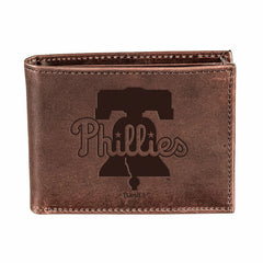 Philadelphia Phillies Bi-Fold Wallet Brown 100% Genuine Leather