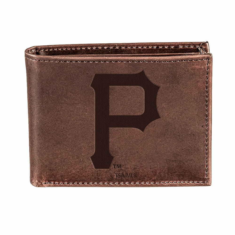 Pittsburgh Pirates Bi-Fold Wallet Brown 100% Genuine Leather