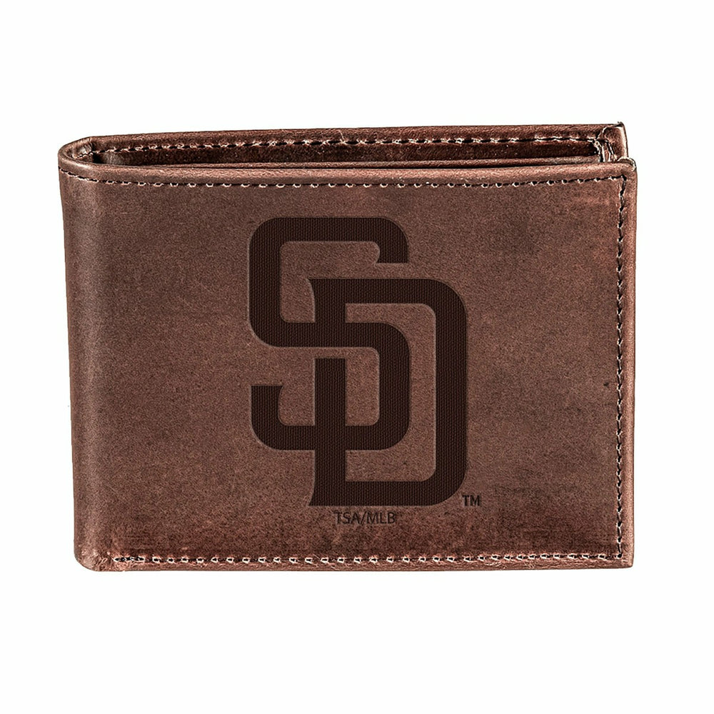 San Diego Padres Bi-Fold Wallet Brown 100% Genuine Leather