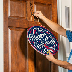 St Louis Cardinals Holiday Round Door Décor with Hanging Rope, 18x18