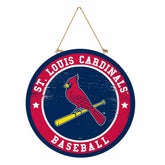 St Louis Cardinals Round Door Décor with Hanging Rope, 18x18
