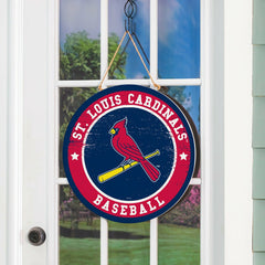 St Louis Cardinals Round Door Décor with Hanging Rope, 18x18