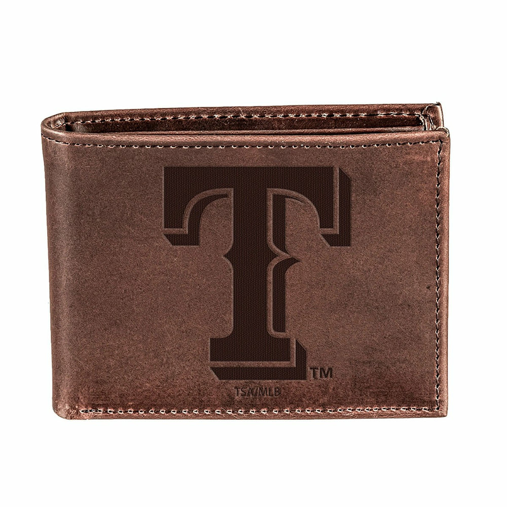 Texas Rangers Bi-Fold Wallet Brown 100% Genuine Leather