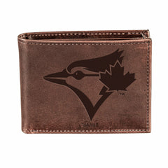 Toronto Blue Jays Bi-Fold Wallet Brown 100% Genuine Leather