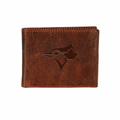 Toronto Blue Jays, Embossed 100% Genuine Tumbled Leather Passcase Bi-F