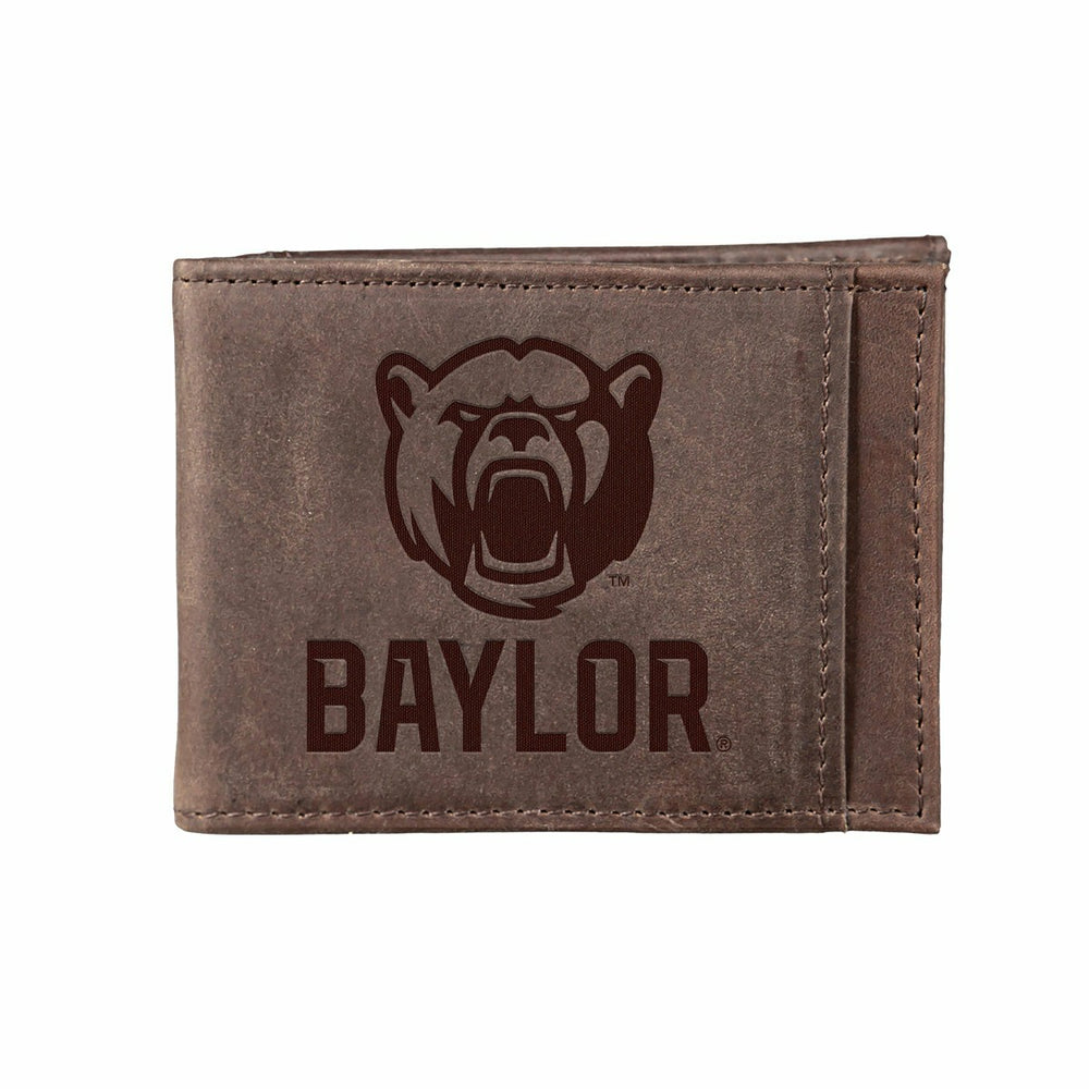 Front Pocket Wallet w/ RFID Blocking, Baylor University, Brown