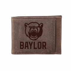 Front Pocket Wallet w/ RFID Blocking, Baylor University, Brown