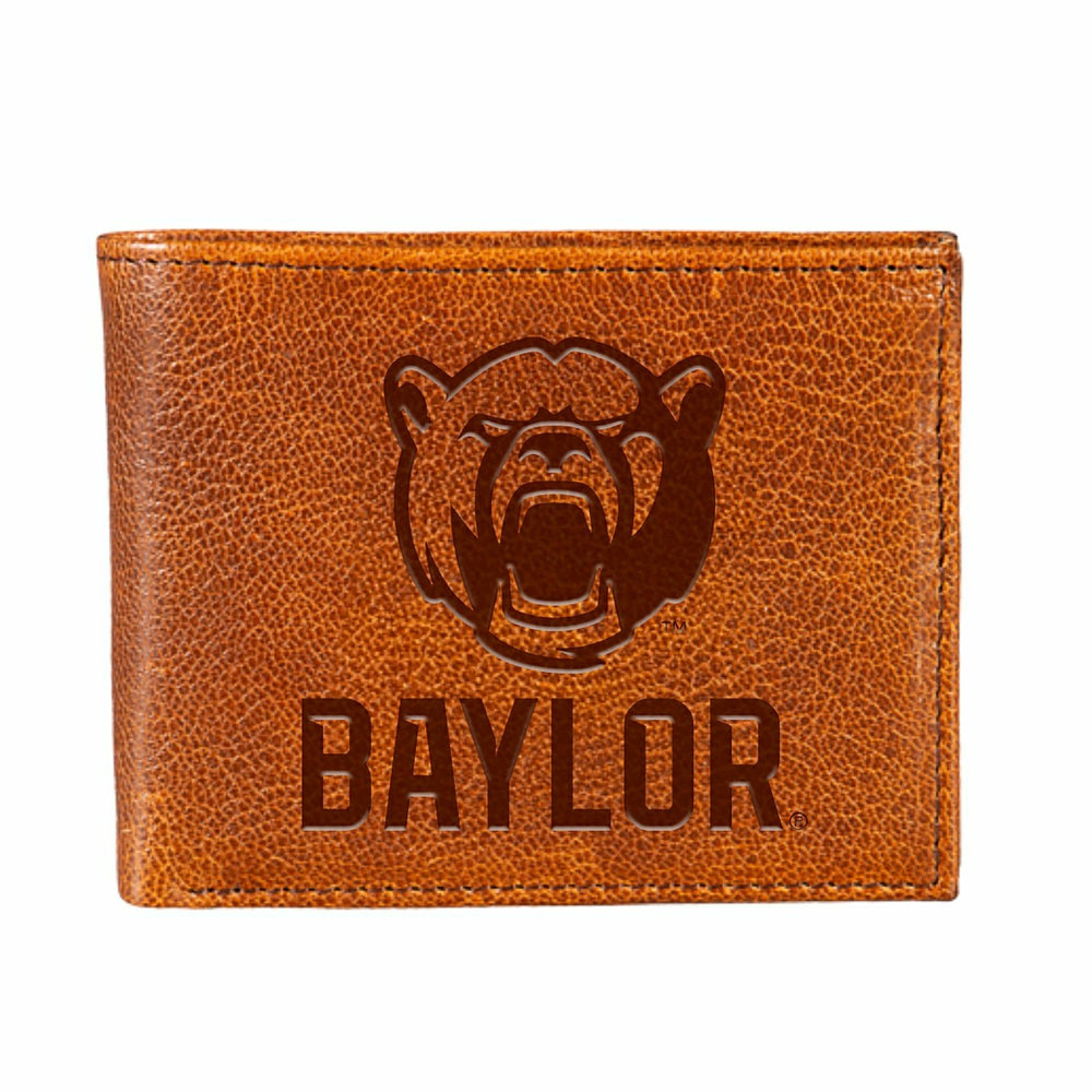 Baylor University, Embossed 100% Genuine Tumbled Leather Passcase Bi-F